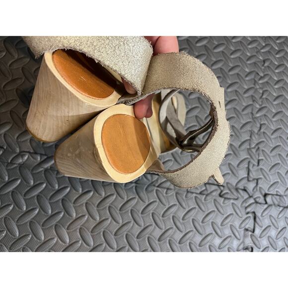 BRYR Annabelle Clog Strappy Leather Wooden Metallic Womens Shoes Size 40 US 10 - Picture 8 of 10